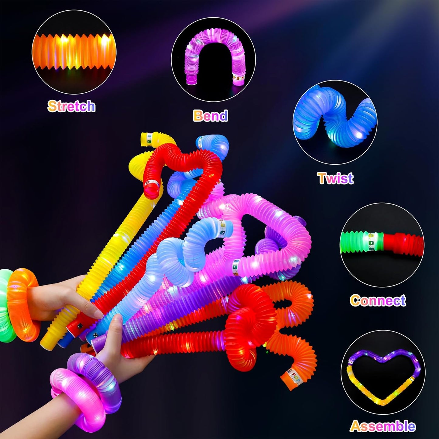 UrChoice Glow Sticks - 32PCS LED Pop Tubes & Glow Necklaces | Fun Party Favors for Birthdays & Weddings