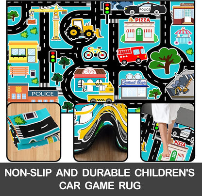 5x7 Car Rug Play Mat - Kids Play Rugs City Life Road Map Rug Feet Large Educational Traffic Track Car Mat for Kids Toy