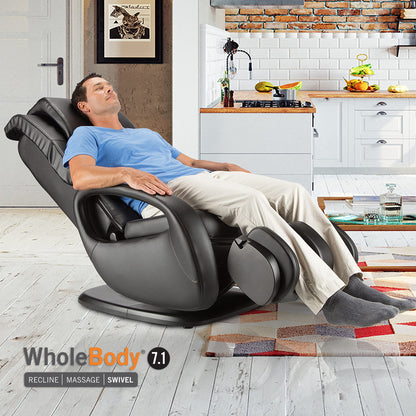 Human Touch WholeBody Swivel-Base Full Body Relax and Massage Chair - Perfect for Home Relaxation and Stress Relief | Warm Air Heating | Customizable Massage | Retractable Ottoman | Black Color, 7.1"
