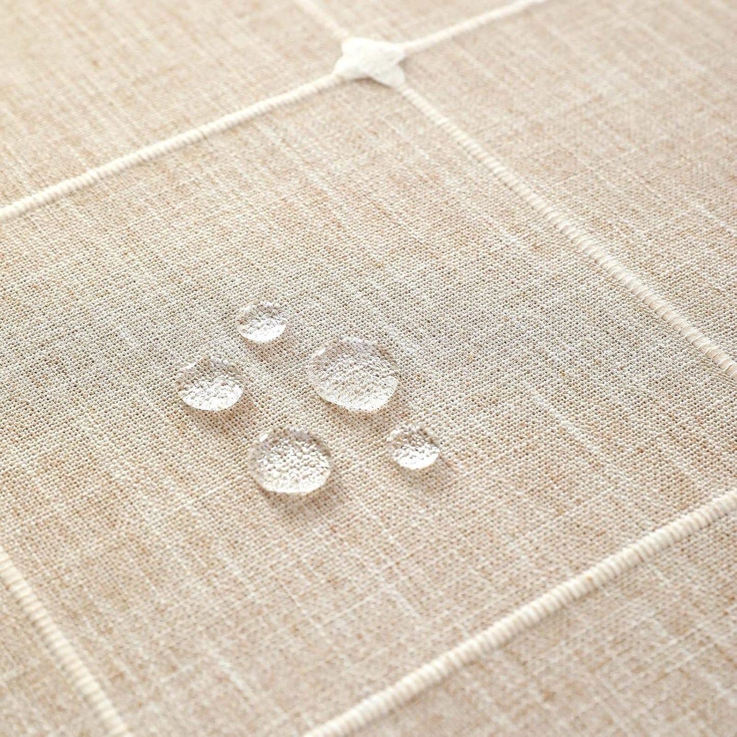 20x64 Inch SIELUNO Rustic Farmhouse Rectangle Coffee Table Cover - Cotton Linen Waterproof Cloth With Pockets