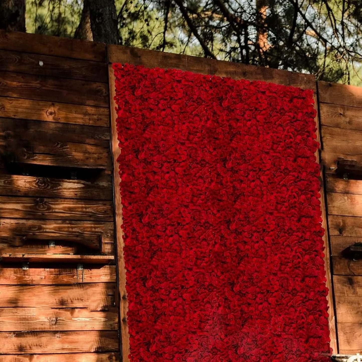 GOUZIBHD Red Hydrangea Flower Wall Backdrop for Wedding Party Baby Bridal Shower Home Hanging, 6 PCS Flower Wall Panel Decor, 24 X 16 in Floral Panel Artificial