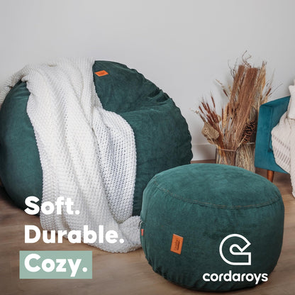 CordaRoy's Plush Bean Bag - Convertible Bean Bag Chair - Machine-Washable Plush Fabric Cover - for Basement, Living Room, Game Room, Dorm & More - King Size - Indigo | Made in The USA