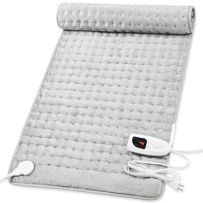 Heating Pad,Electric Heating Pads for Back,Neck,Abdomen,Moist Heating Pad for Shoulder,Knee,Arms,Legs,Dry/Moist Heat & Auto Shut Off,Birthday Gifts for Men and Women(Light Gray, 24''×12'')