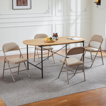Sweetcrispy Folding Chair 16 Pack, Leather Padded Folding Chairs, Sturdy Metal Foldable Chairs, Easy to Use and Store, Outdoor and Indoor, for Home, Office, Party, Comfy