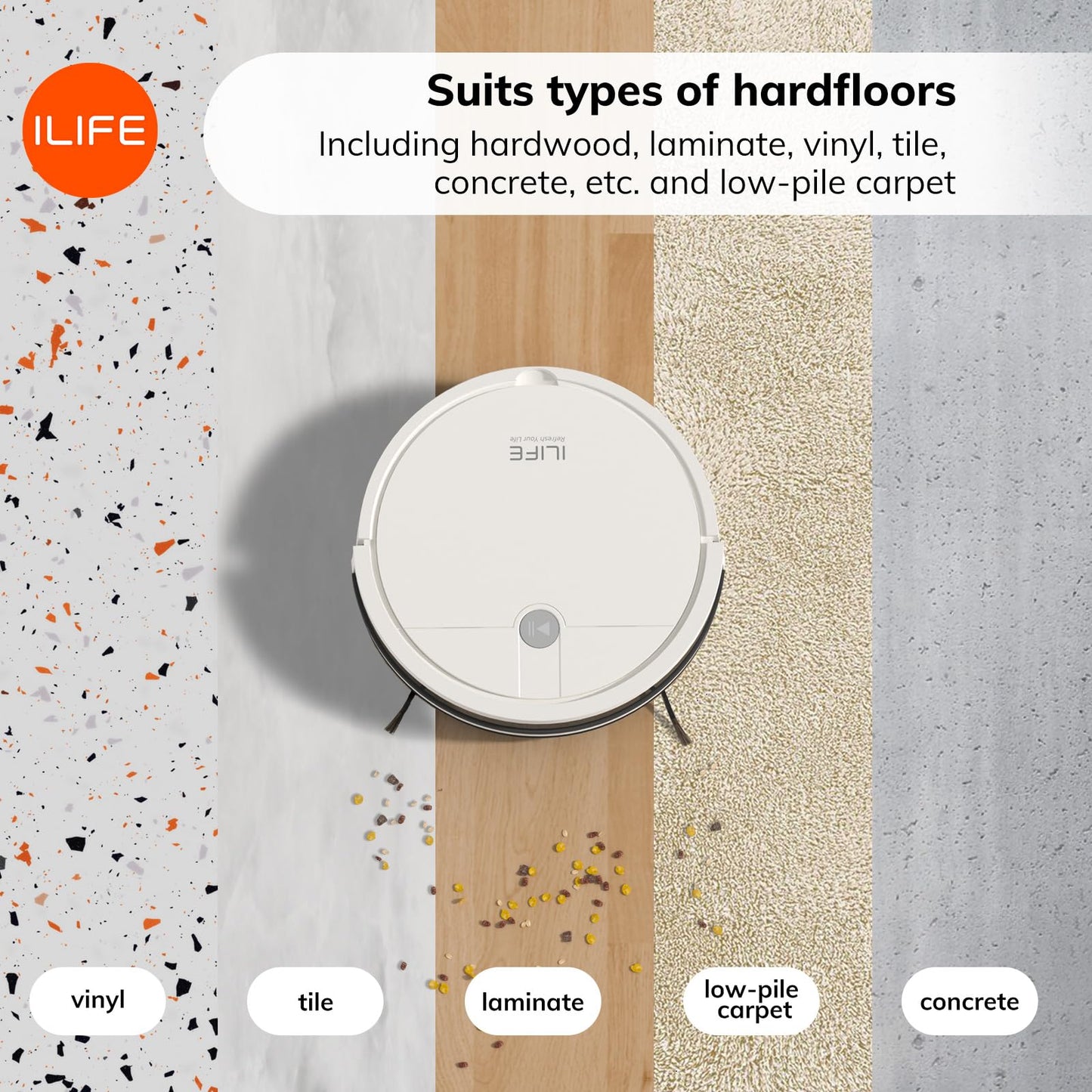 ILIFE A12 Pro Robot Vacuum and Mop Combo, Self Emptying Station for 60 Days, LiDAR Navigation, Home Mapping, No-Go Zones, 2.4G WiFi/App/Alexa/Remote Control, for Hard Floors, 110V