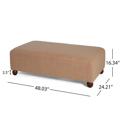 Christopher Knight Home Rika 48" Comfy Boucle Upholstered Bedroom Bench, Ottoman Bench with Rounded Wooden Legs, Spacious Seating, Long Footstool for Living Room, Entryway Bench, Tan Brown