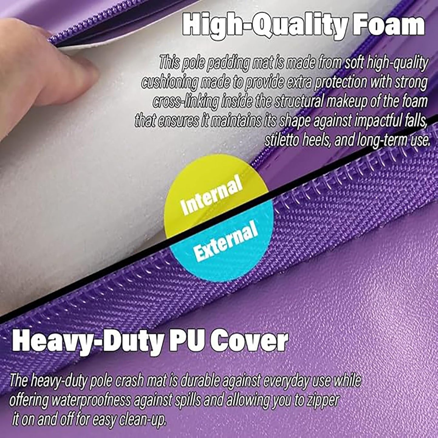 Portable Foldable Crash Mat for Pole Dance, Yoga & Exercise - Non-Slip Safety Padding for Training, Gymnastics, Dance, and Fitness Activities