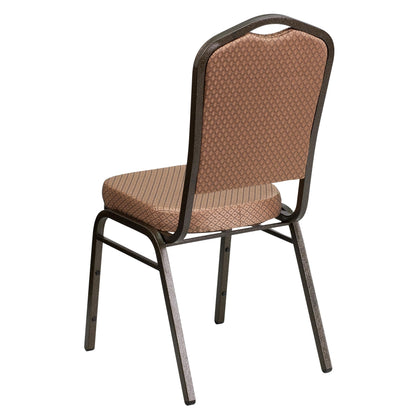 Flash Furniture 4 Pack HERCULES Series Crown Back Stacking Banquet Chair in Gold Diamond Patterned Fabric - Gold Vein Frame