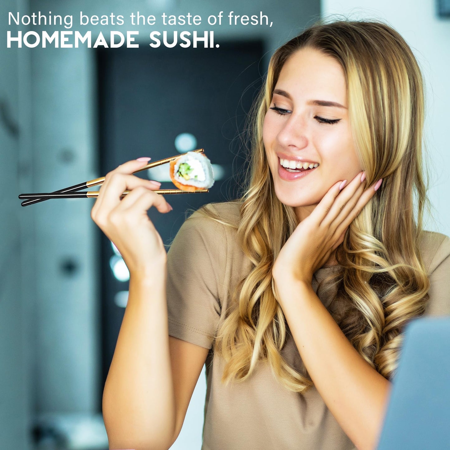 CraftZee All-Inclusive 𝗣𝗥𝗘𝗠𝗜𝗨𝗠 Sushi Making Kit for Beginners & Professionals - Sushi Maker with Rice Cooker, Reusable Chopsticks, Bazooka, Sushi Roller, Book - Sushi Kit for Family BPA-Free