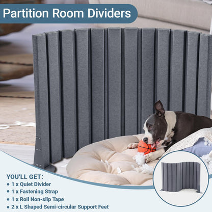 AmazingSpark 1 Pcs 48" X 6' Soundproof Room Divider Panel, Foldable Acoustic Partition Wall with Stand and Straps, Freestanding Privacy Screen for Office Study Bedroom Studio Library (Grey)