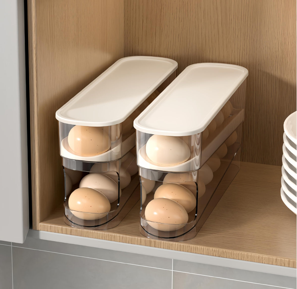 WACOI Auto Rolling Fridge Egg Organizer, Space Saving Eggs Dispenser for Refrigerator Storager, Home Egg Holder, 1 pack