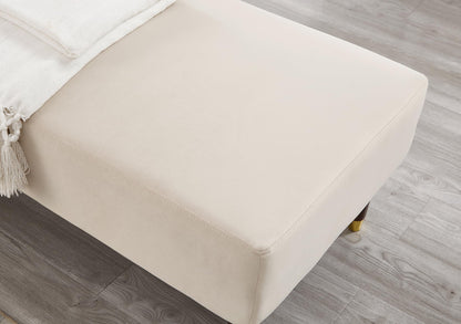 GDFStudio Upholstered Chaise Lounge Chair Indoor, Modern Velvet Recliner Lounge Chair with Removable Pillows, Gold Wood Legs, Backrest & Armrest, Reading Chaise Chair for Living Room Bedroom, Beige