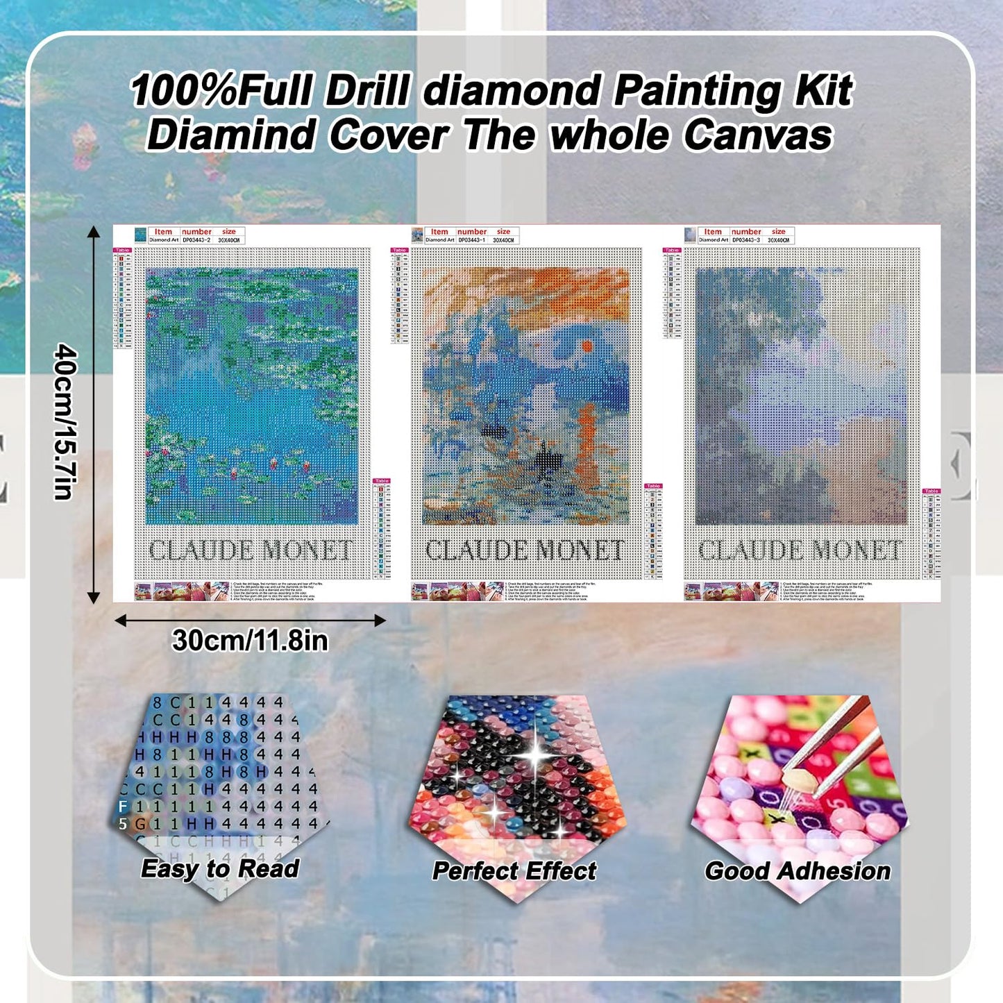 GOUOYANA Diamond Art Kits for Adults - 3 piece, Full Drill Landscape Diamond Painting Kits for Beginners, DIY Full Rhinestone 5D Diamond dots (Gemstone Craft), Home Wall Decoration (12x16 inch)