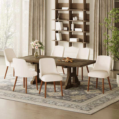 MALOL Dining Room Chair Set of 4, Upholstered Kitchen Chairs with Wood Legs, High-Back Padded Dining Chairs for Dining Room/Restaurant/Cafe, Beige