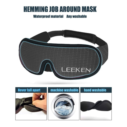 LEEKEN 3D Sleeping Eye Mask - 100% Lights Blockout Sleep Mask for Men Women, Cool Sports Fabric Eye Cover for Travel/Nap/Night Sleeping,Comfortable and Breathable… (mesh-Grey)