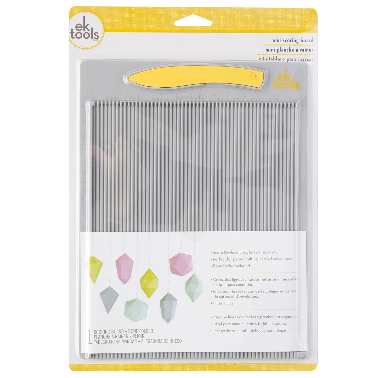 EK Tools Mini Scoring Board, 7.5"x9.75", with Bone Folder, Scoreboard for Paper Crafting, Make Envelopes, Cards, Precision Photos, and More