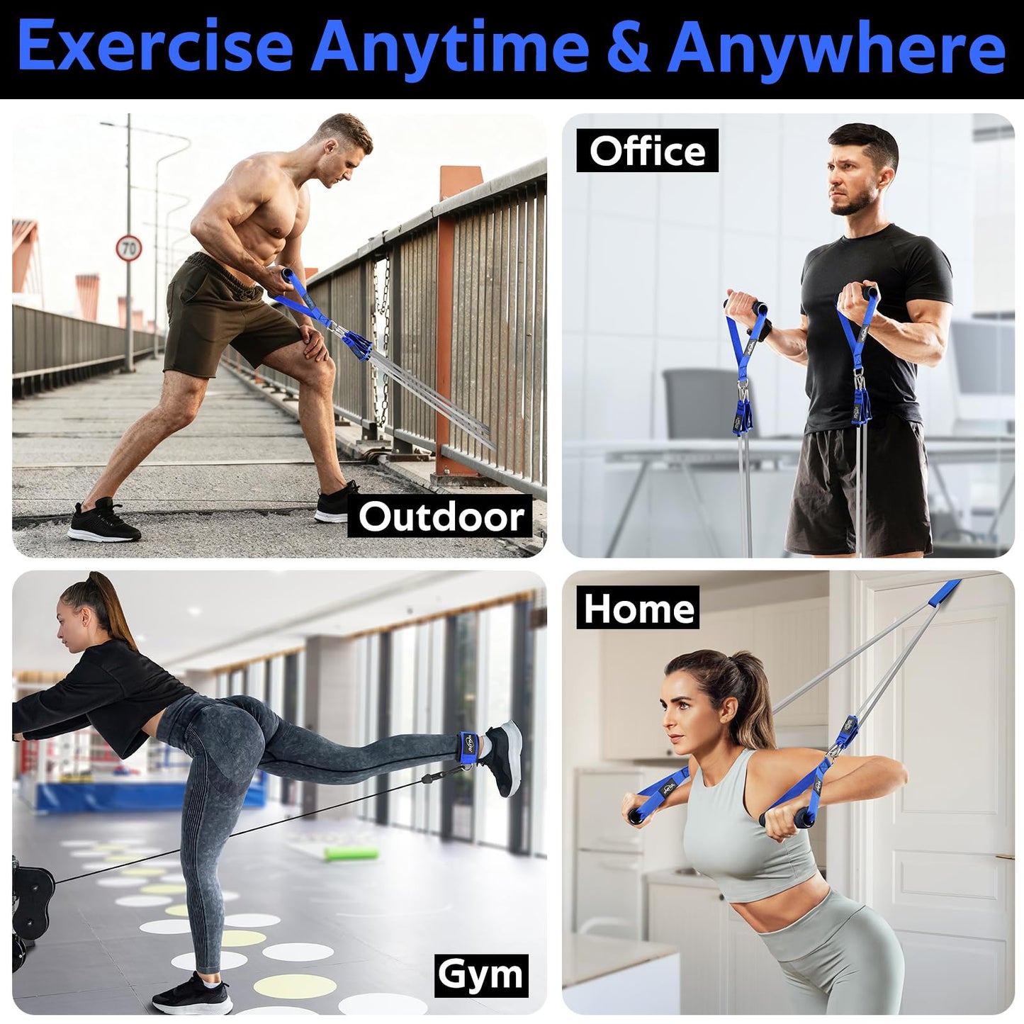WALITO Resistance Bands Set - Exercise Bands with Handles, Door Anchor, Legs Ankle Straps, for Heavy Resistance Training, Physical Therapy, Muscle Training, Yoga, Home Workouts, Gym
