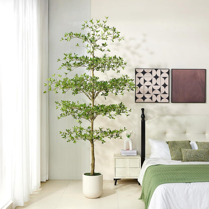 VeriNatural 9FT Artificial Black Olive Tree Indoor with White Planter – Tall Luxury Faux Olive Tree, Mediterranean Architectural Statement Decor for Living Room & Office,VN232