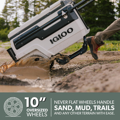 Igloo Premium Trailmate Wheeled Coolers 70 QT, Insulated Portable Cooler with Heavy Duty Wheels, 112 Can Capacity, Leak-Proof Rolling Cooler