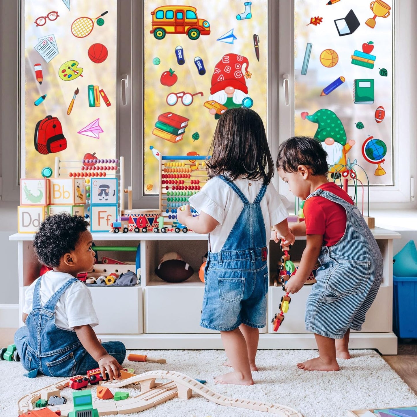 Naler Back to School Decorations Window Clings, 9 Sheets Glueless Static Double-Sided Stickers for Classroom