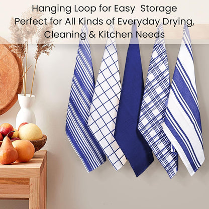 5 Pack 16x28 Cotton Clinic Assorted Kitchen Towels Soft Absorbent Quick Drying Table & Kitchen Linen - Dish Towels