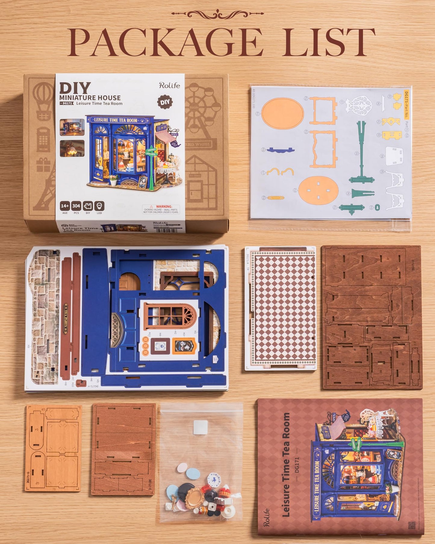 Rolife DIY Miniature House Kit Bundle - French Desset Shop & Edwardian Tea Room Booknook Kit 3D Wooden Puzzles Gift for Adults