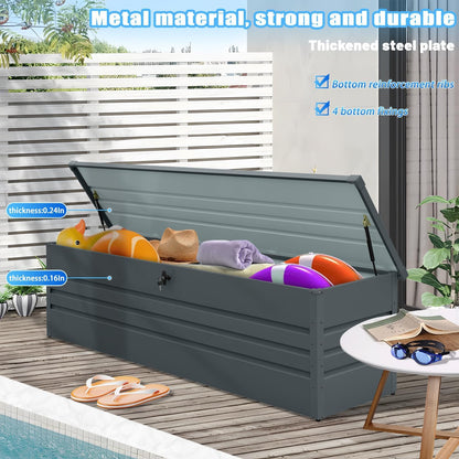 Zolyndo 260 Gallon Waterproof Outdoor Storage Box, Extra Large Outside Metal Deck Storage Box for Patio Cushions, Garden Tools, Pool Supplies