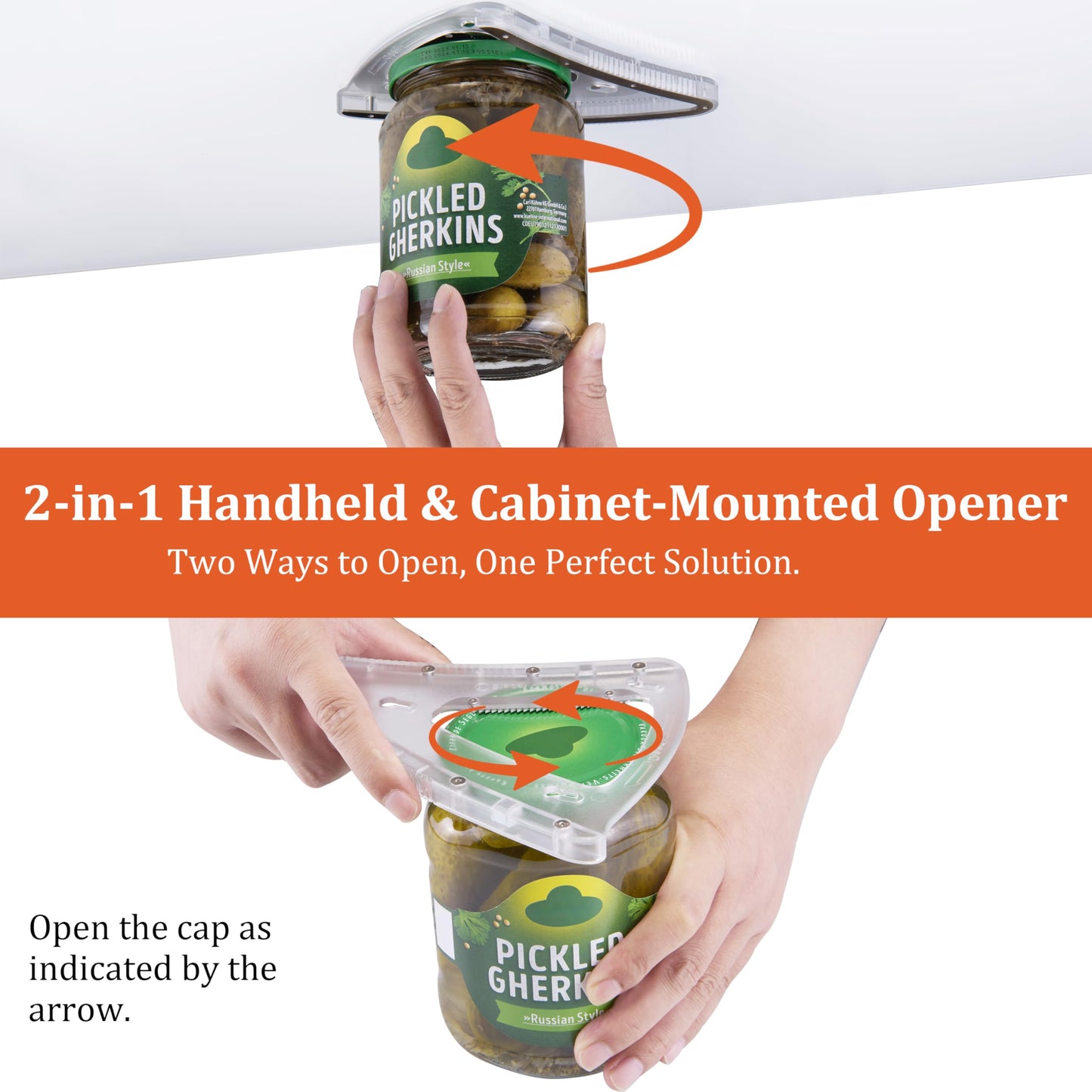 Uinxan Jar Opener for Weak Hand & Seniors with Arthritis,Handheld & Under Kitchen Cabinet-Twist Off Bottle Caps,One-Handed Magnetic Lid Open,Unique Gadget–Gift for Elderly,Women&Men (Black)