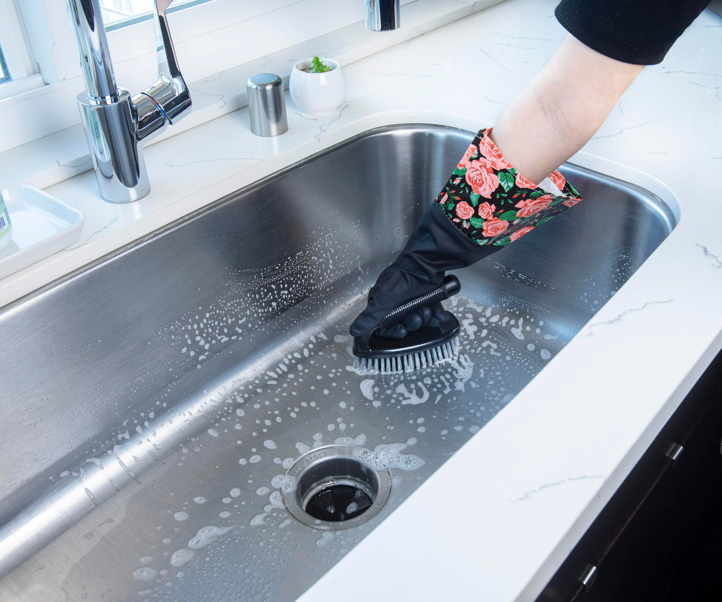 Glam Gloves, Latex Cleaning Gloves, Extra Long Gloves with Vinyl Cuff, Includes 2 Pairs of Gloves