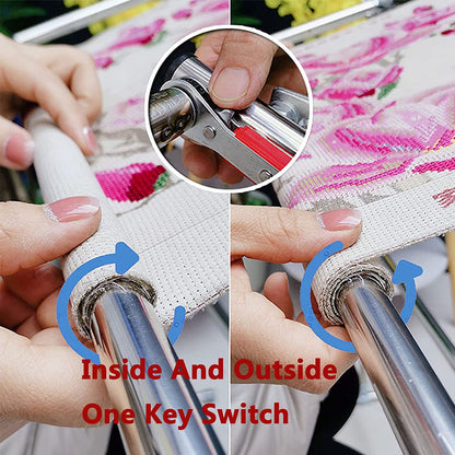 Stainless Steel Cross Stitch Frame, Adjustable Embroidery Hoop Holder, with 2 Levels Adjustable Height and Back Angle 25°, No-Bend Design, for Arts Crafts Sewing Nee