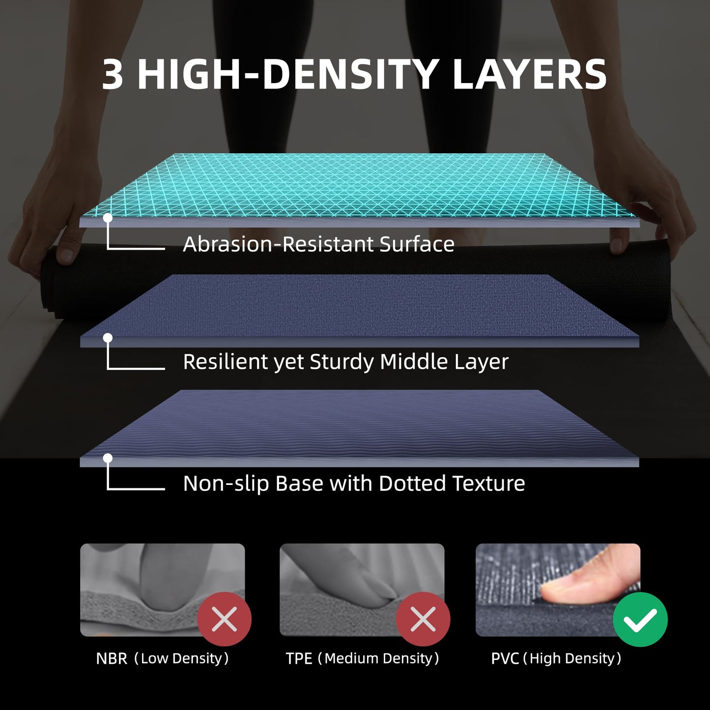 Large Exercise Mat for Home Workout,12‘x6’/10'x6'/9'x6'/8'x6'/7'x5'/6'x4' (7mm) Extra Thick Workout Mat, High-Density Gym Mat for Cardio, Jump Rope, MMA, Weights (Shoe-Friendly)