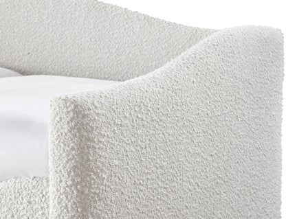 Meridian Furniture ArloCream-T Arlo Collection Modern | Contemporary Twin Daybed with Rich Cream Boucle Fabric, Twin Trundle, 82.5" W x 43.5" D x 32" H, Cream