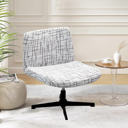 Armless 02 FUANGUI Criss Cross Chair Cover, Stretch Mid Back Wide Accent Chair Slipcover, Exquisite Vanity Chair Cover