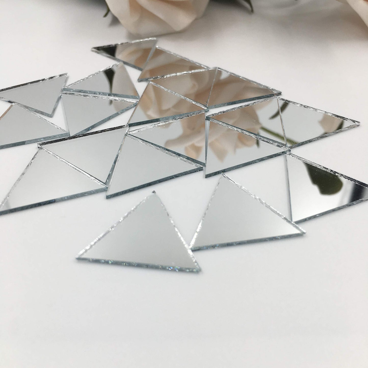 1" Triangle Mirror Mosaic Tiles Triangular Shape Craft Mirrors 150pcs