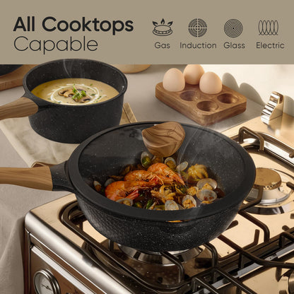 CAROTE 26PCS Pots and Pans Set Non Stick, Cookware Set Pots and Pans Induction Cook Ware, Nonstick Kitchen Cooking, PFOA Free, Black