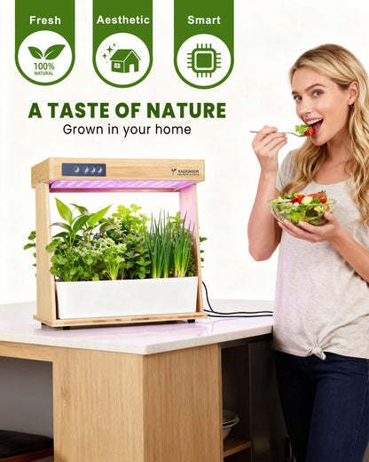 yadoker Indoor Hydroponic Garden System, 8 Pods Smart Growing Kit with LED Grow Light, Automatic Timer, Pump System & 3.5L Water Tank – Ideal for Herb Cultivation (No Seed)