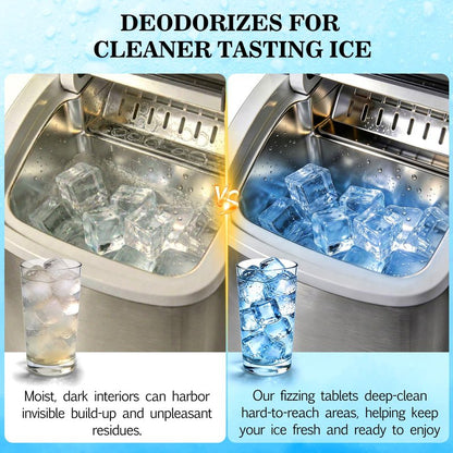 Bellaluce Ice Machine Cleaner Tablets Descaler (32 Pack) – Nickel-Safe Countertop Portable Commercial Ice Maker Cleaning – Remove Hard Water Buildup, Odor-Free, Crystal Clear Ice