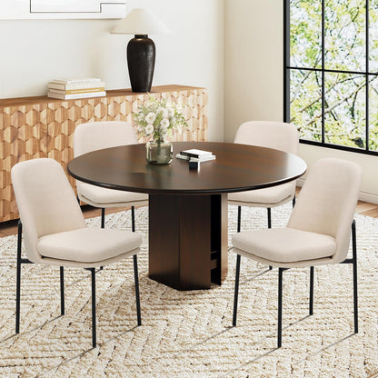MALOL Dining Chairs Set of 6, Modern Dining Chairs, Fabric Upholstered Dining Chairs, Kitchen Chairs with Curved Back and Metal Legs for Dining Room Kitchen Restaurant, Beige