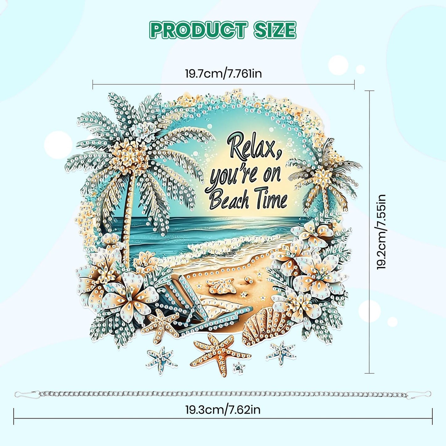 MOGTAA Beach Diamond Art Hanging Pendant Kits, 5D Special Shape Diamond Art Kits for Adults, Crystal Rhinestones Landscape Diamond Painting Gem Art for Home Garden Wall Decor