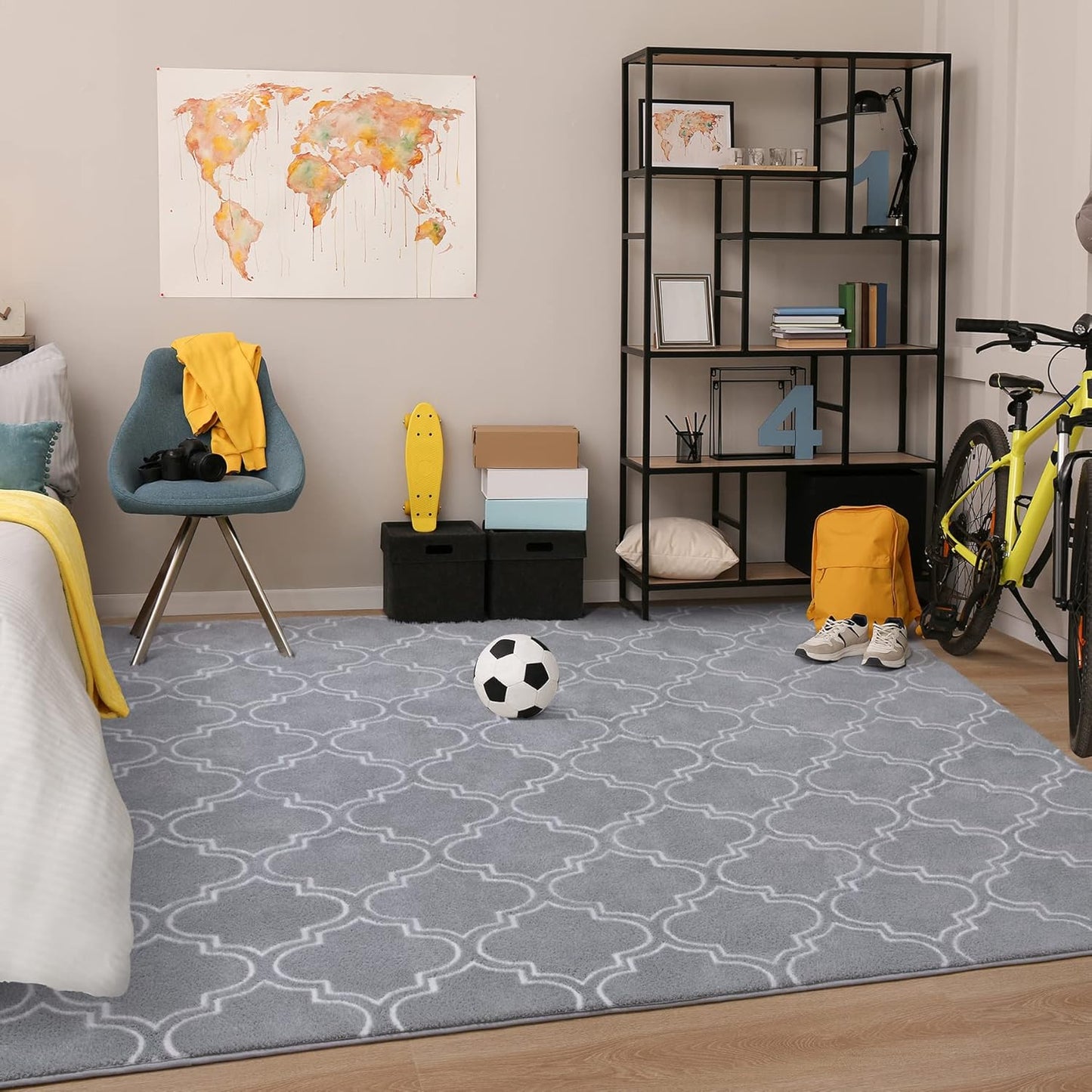 4x6 Chicrug Shag Geometric Modern Area Rug for Bedroom, Feet Memory Foam Indoor Carpet, Fluffy Rug for Living Room
