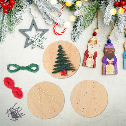 Jetec 6 Pcs Christmas Tree String Art Kit DIY Wood Xmas Tree Ornaments Crafts with Planks Nails Wire for Holiday Handmade Adults Employee Christmas Gift for Large Event Wall Decor