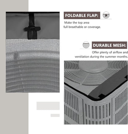 ULTCOVER Air Conditioner Defender Cover - 2 in 1 Full Mesh & Waterproof Fabric - Fits 30W x 30D x 32H Inch Units, Black