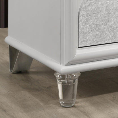 Furniture of America Leila Modern Solid Wood 22.5-inch 2-Drawer Nightstand with Embossed Panels, Metal Glide and Acrylic Handles, Easy Assembly Required for Bedroom, Guest Room, Pearl White