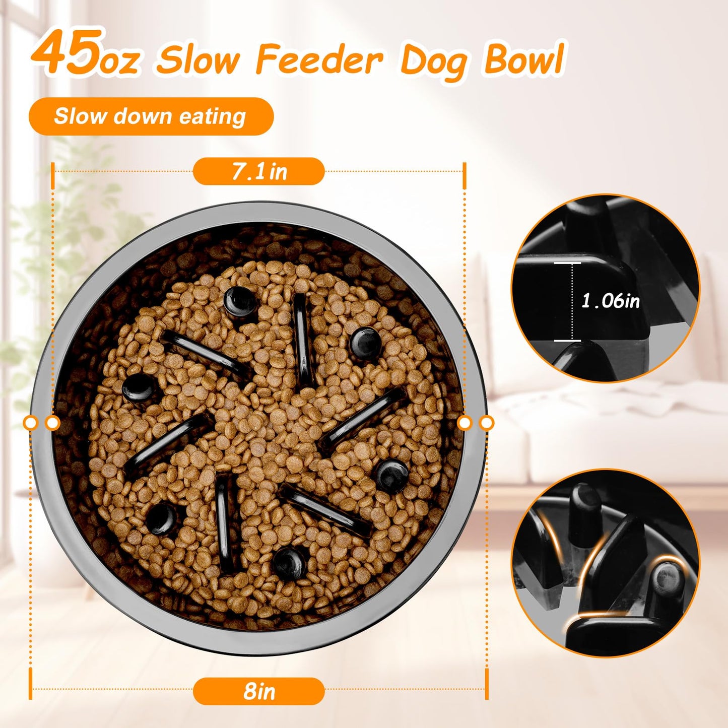 COMESOON Slow Feeder Dog Bowl, Anti-Choking Puzzle Bowl, Bloat Stop Maze Dishes, Black