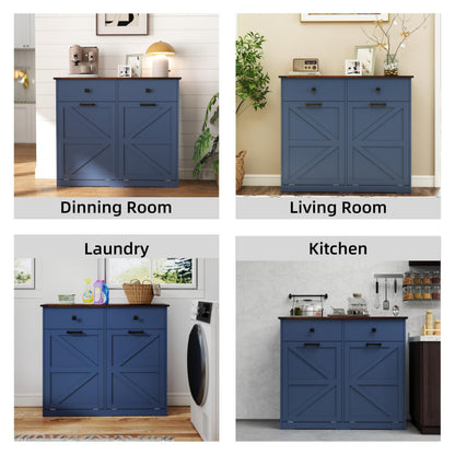 HUYYA Modern Sideboard Cabinet Buffet Storage Console Credenza for Dining Room, Free Standing Tilt Out Trash, Laundry Sorter Cabinet with Sturdy Construction and Easy Clean Surf