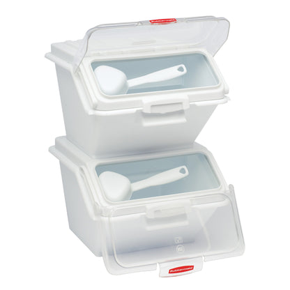Rubbermaid Commercial Products ProSave Shelf Food Ingredient Bin with Scoop 40-Cup White Kitchen Food Storage Sugar/Grains/Rice/Baking Supplies