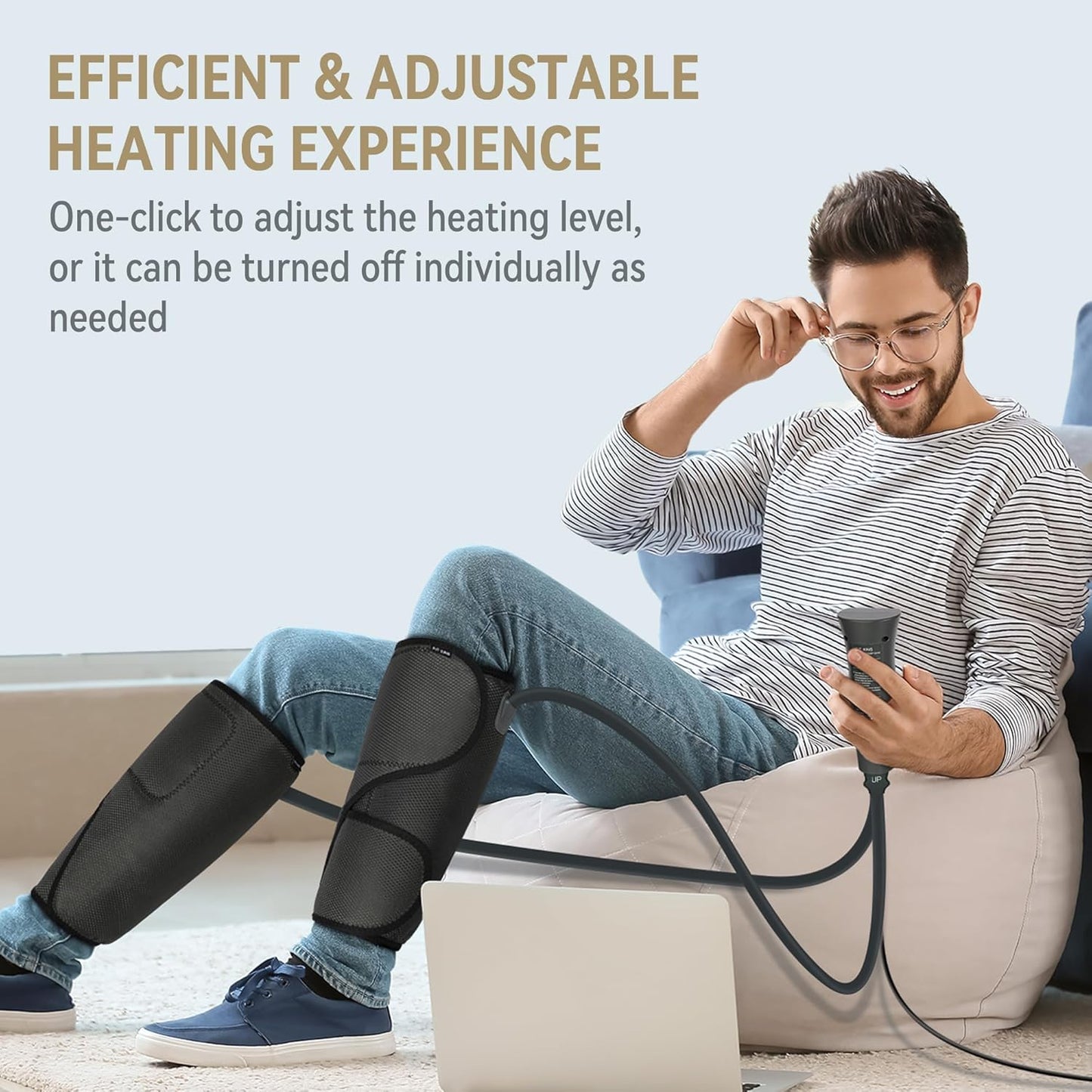 FIT KING Air Compression Leg Massager with Heat Calf Massager for Circulation (Corded Electric) Helpful for Pain Relief RLS Edema and Muscles Relaxation - Great Gift for Wife Mom