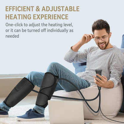 FIT KING Air Compression Leg Massager with Heat Calf Massager for Circulation (Corded Electric) Helpful for Pain Relief RLS Edema and Muscles Relaxation - Great Gift for Wife Mom
