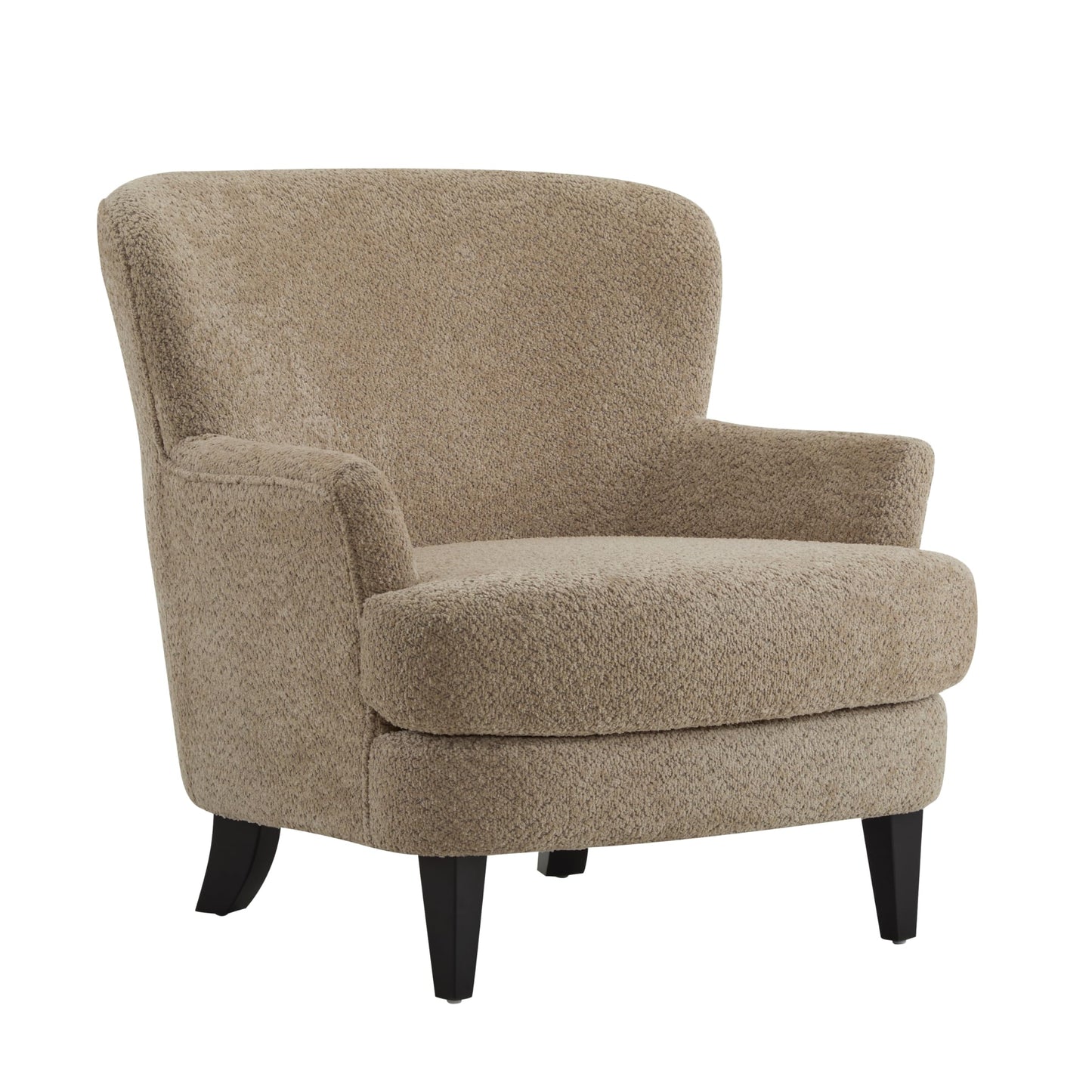 Christopher Knight Home Winnie Accent Chair and Ottoman Set, Living Room/Bedroom Wooden Comfy Reading Chair with Footrest Stool, Boucle Upholstered Wingback Single Sofa, Brown