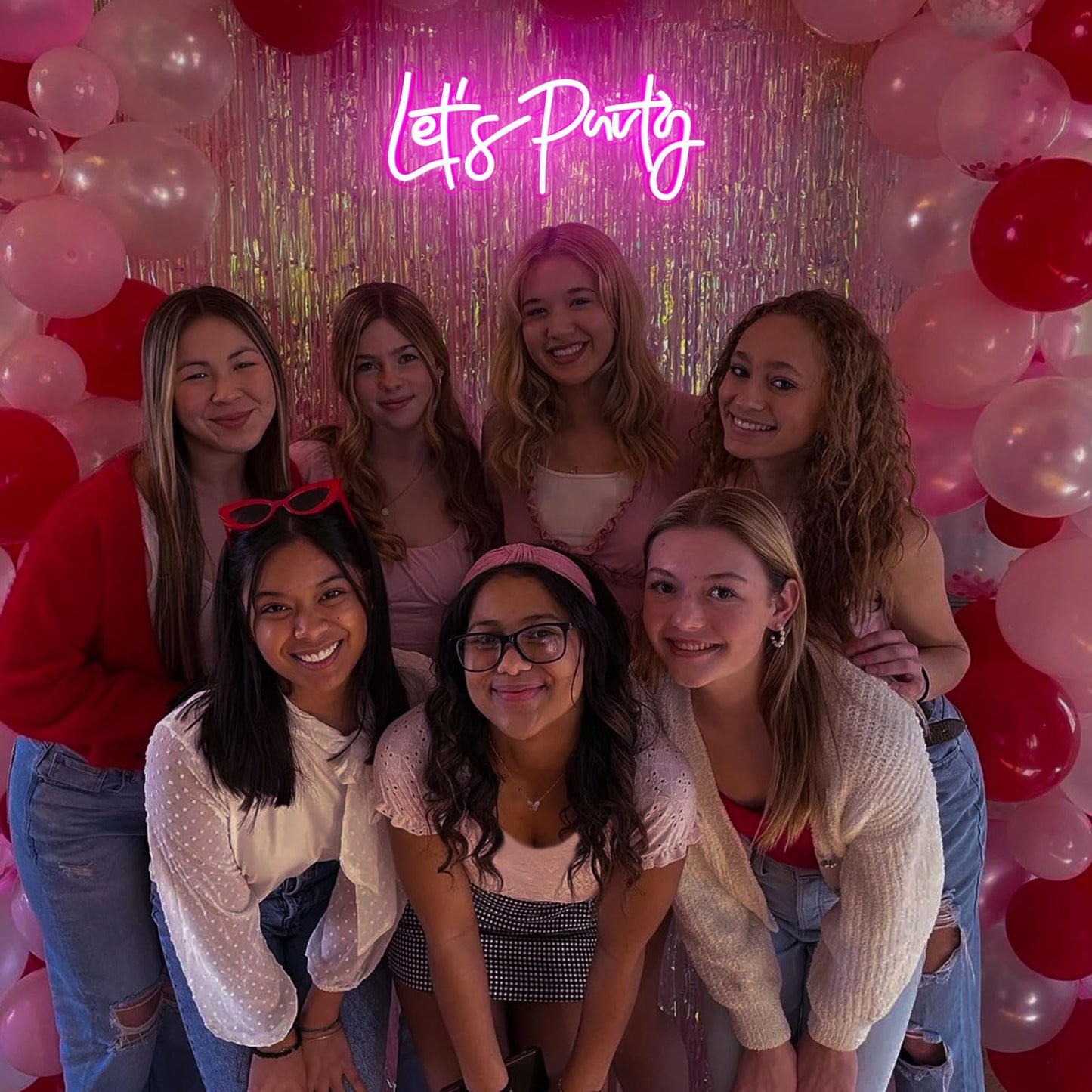 Let's Party Neon Sign, LED Neon Lights for Bedroom Wall Decor, Art Decorative Lights for Bachelorette Party, Engagement Party, Birthday Party, Living Room, Gamer Room Decor Aesthetic (Warm White)